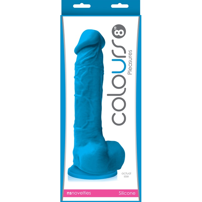 Голубой фаллоимитатор на присоске Pleasures 8 Dildo - 24,7 см - Colours. Фотография 2.