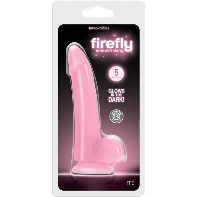 Розовый фаллоимитатор на присоске Firefly Smooth Glowing Dong 5 Pink - 14,5 см - Firefly. Фотография 2.