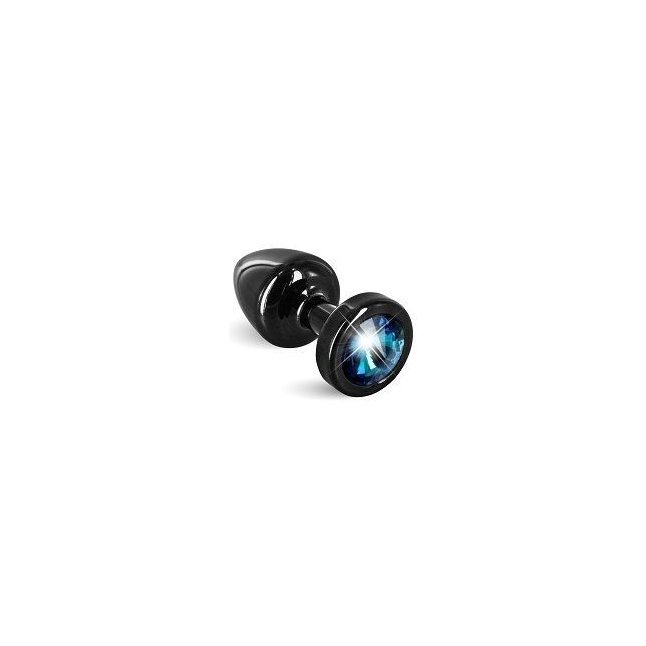 Чёрная пробка с голубым кристаллом ANNI round black T1 Blue - 6 см
