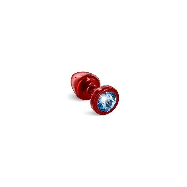 Красная пробка с голубым кристаллом ANNI round Red T1 Blue - 6 см