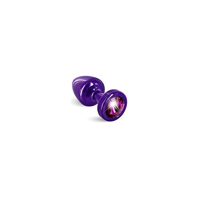 Фиолетовая пробка ANNI round Purple T1 Fuschia с малиновым кристаллом - 6 см