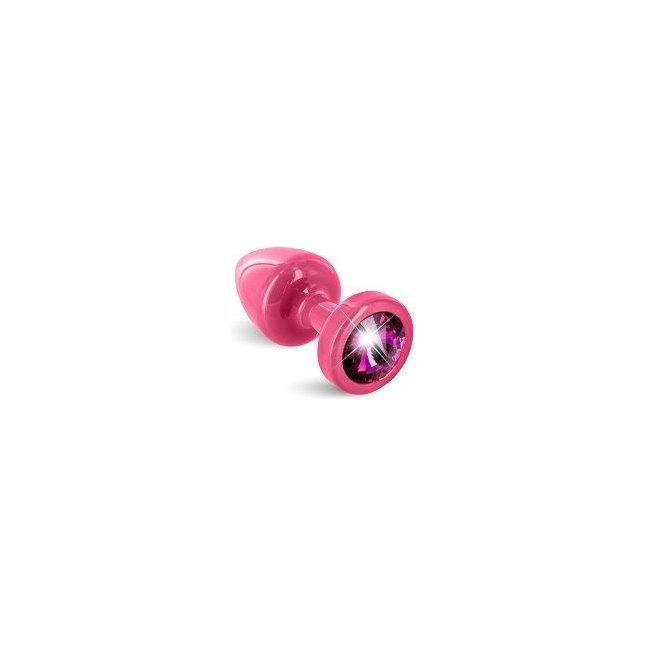 Розовая пробка с малиновым кристаллом ANNI round Pink T1 Fuschia - 6 см