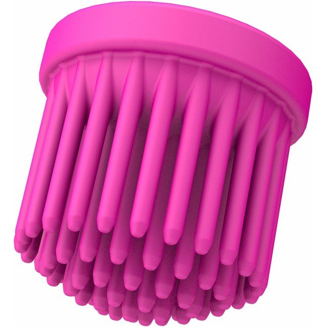 Розовый клиторальный стимулятор Caress с 5 заменяемыми насадками. Фотография 4.