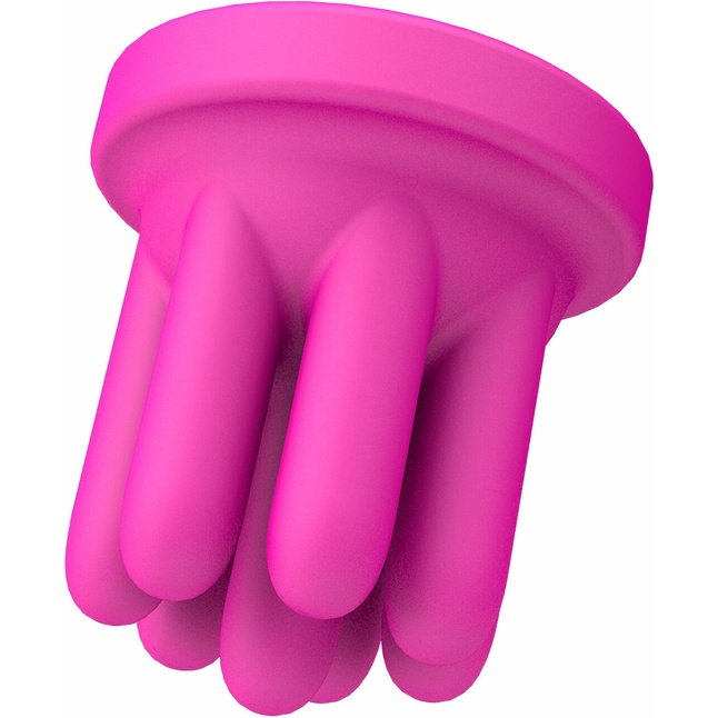 Розовый клиторальный стимулятор Caress с 5 заменяемыми насадками. Фотография 6.