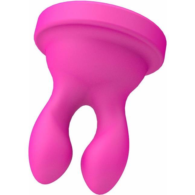Розовый клиторальный стимулятор Caress с 5 заменяемыми насадками. Фотография 7.