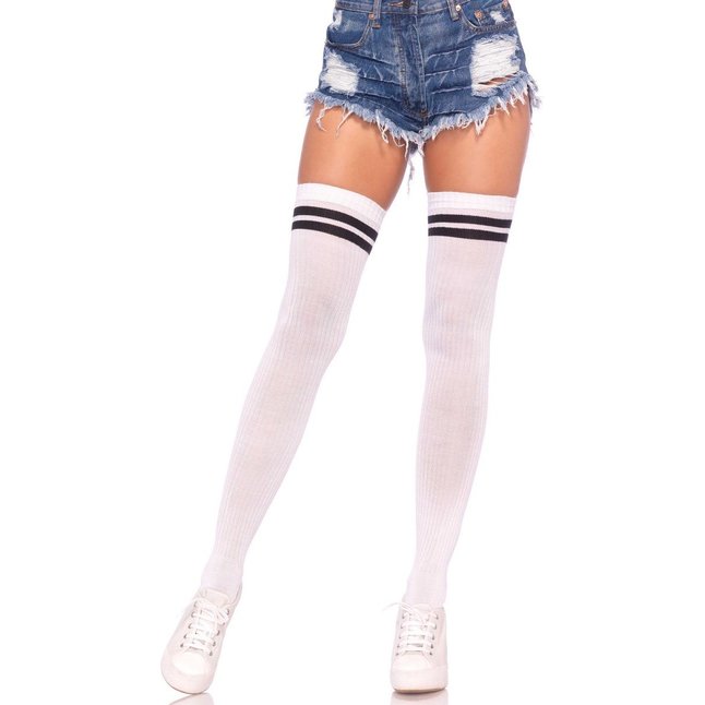 Чулки в спортивном стиле Ribbed Athletic Thigh Highs