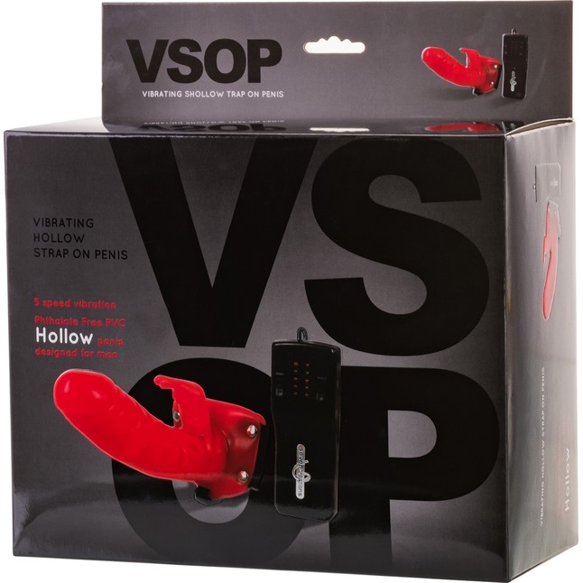 Страпон с вибрацией и клиторальным стимулятором VSOP - 17,5 см. Фотография 2.