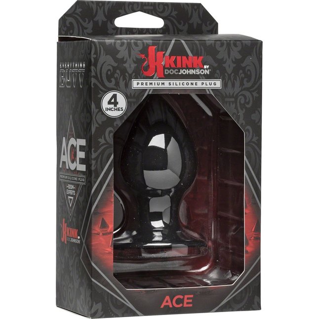 Чёрная анальная пробка Kink Ace Silicone Plug 4 - 10,16 см - Kink. Фотография 2.