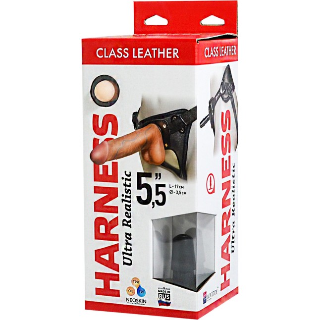 Насадка-фаллоимитатор на кожаных трусиках Harness Ultra Realistic 5,5 - 17 см - HARNESS CLASSIC COMFORT. Фотография 2.