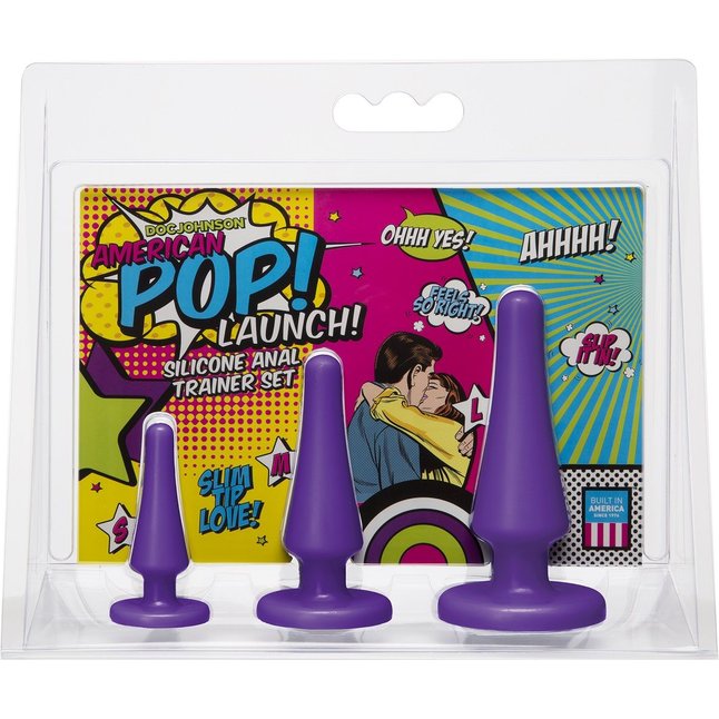 Набор из 3 фиолетовых анальных пробок Launch! Anal Trainer Set - American POP!. Фотография 2.