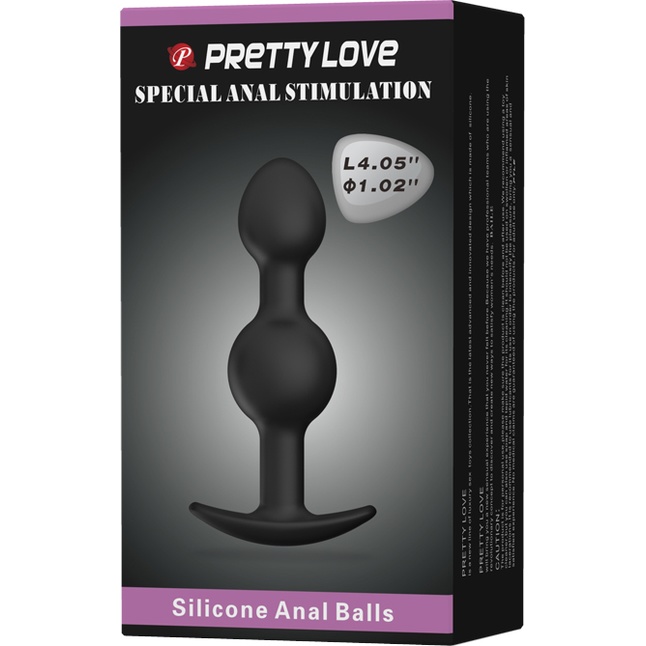 Чёрные силиконовые анальные шарики - 10,4 см - Pretty Love. Фотография 6.