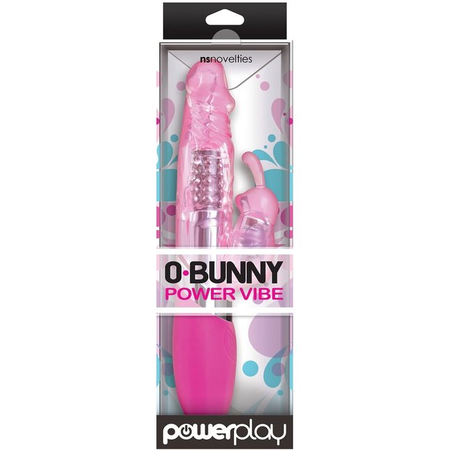 Розовый вибратор с вращением бусин и клиторальным зайчиком Power Play O-Bunny - 21,5 см - Power Play. Фотография 2.