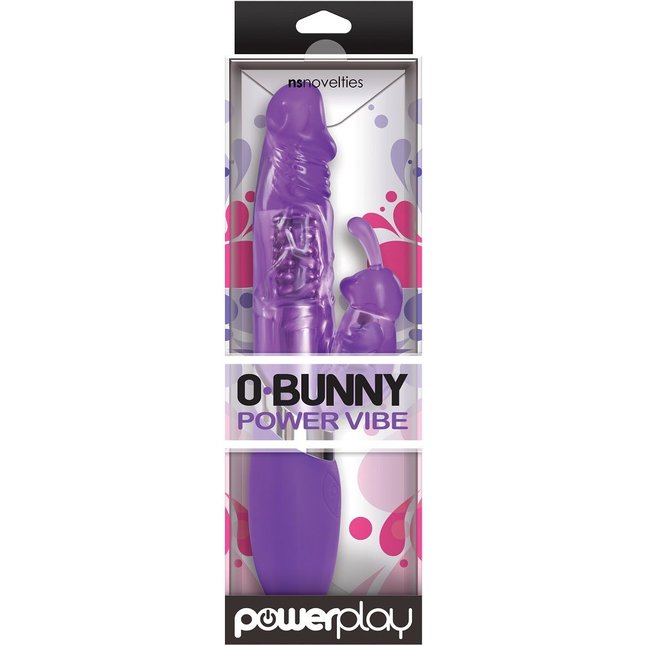 Фиолетовый вибратор с вращением бусин и клиторальным зайчиком Power Play O-Bunny - 21,5 см - Power Play. Фотография 2.