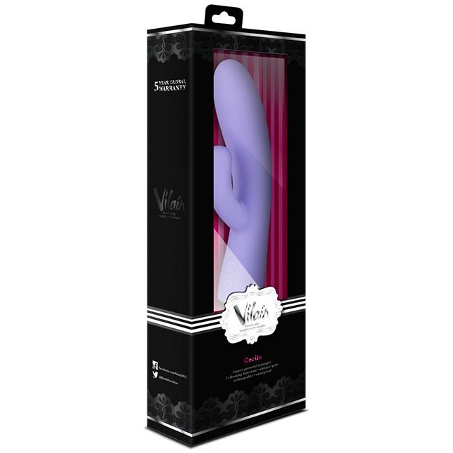 Фиолетовый вибратор с клиторальной стимуляцией Cecilia - 18,7 см. Фотография 2.