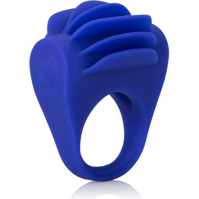 Синее эрекционное кольцо с рёбрышками и вибрацией Silicone Fluttering Enhancer - Couples Enhancers
