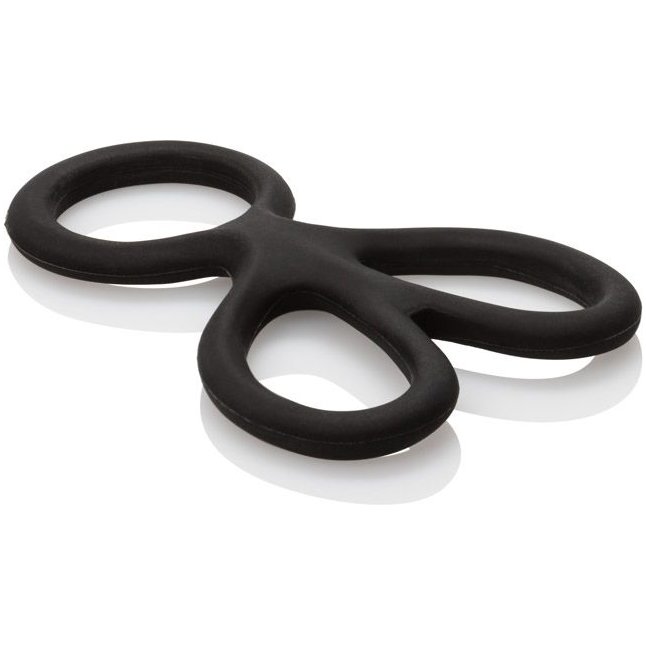Чёрное эрекционное кольцо с подхватами для мошонки Silicone Ball Spreader - Rings!. Фотография 2.