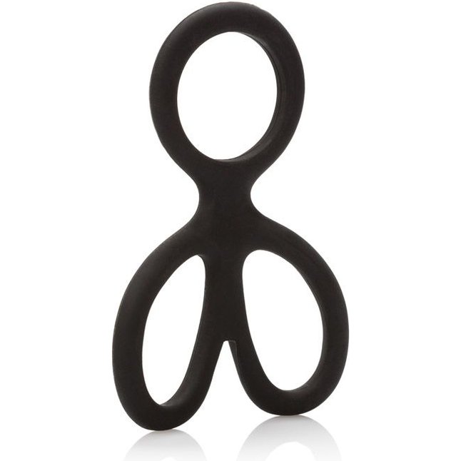 Чёрное эрекционное кольцо с подхватами для мошонки Silicone Ball Spreader - Rings!