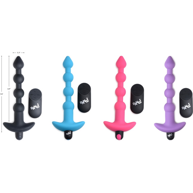 Черные анальные бусы с вибрацией и пультом ДУ 28X Remote Control Vibrating Silicone Anal Beads - 19 см - Bang!. Фотография 6.