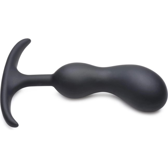 Черный массажер простаты с утяжелителями Premium Silicone Weighted Prostate Plug Medium - 16,3 см - Heavy hitters. Фотография 2.