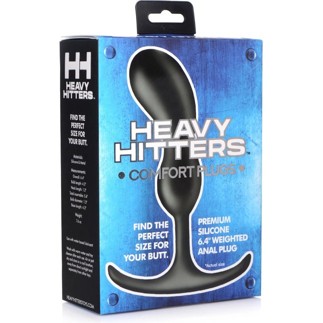 Черный массажер простаты с утяжелителями Premium Silicone Weighted Prostate Plug Medium - 16,3 см - Heavy hitters. Фотография 4.