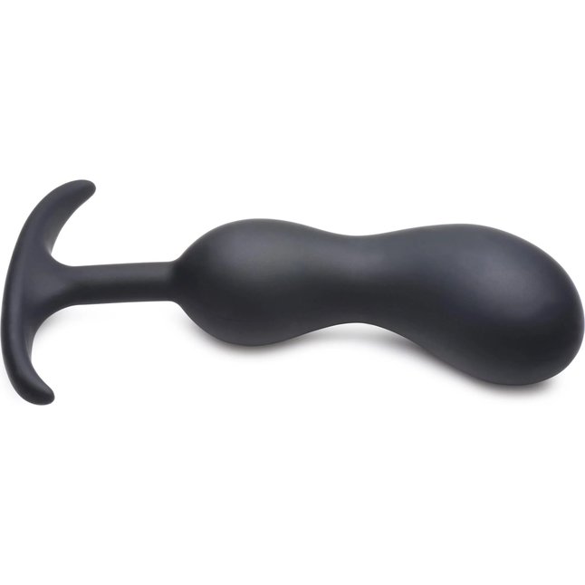 Черный массажер простаты с утяжелителями Premium Silicone Weighted Prostate Plug Large - 18,8 см - Heavy hitters. Фотография 2.