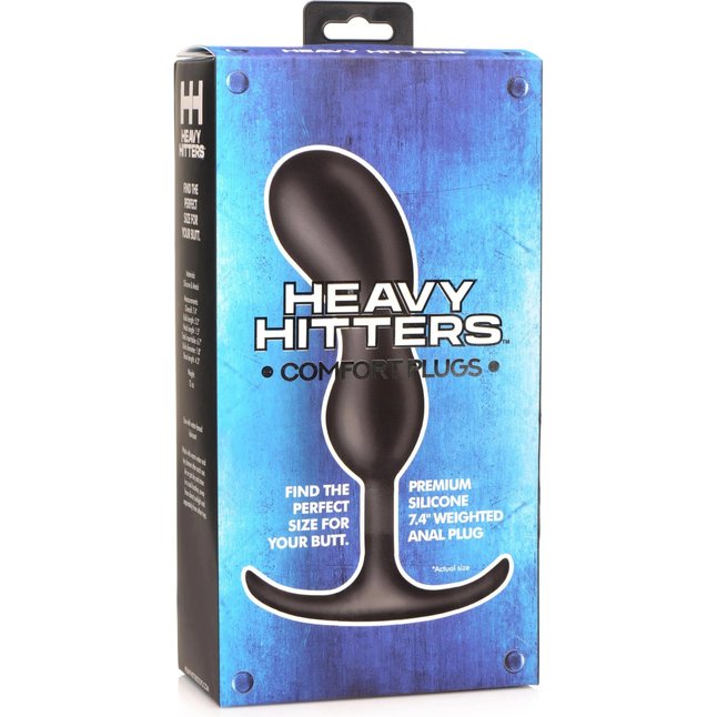 Черный массажер простаты с утяжелителями Premium Silicone Weighted Prostate Plug Large - 18,8 см - Heavy hitters. Фотография 4.