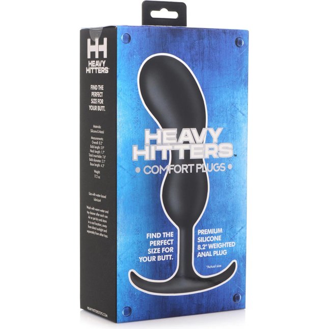 Черный массажер простаты с утяжелителями Premium Silicone Weighted Prostate Plug XL - 20,8 см - Heavy hitters. Фотография 4.