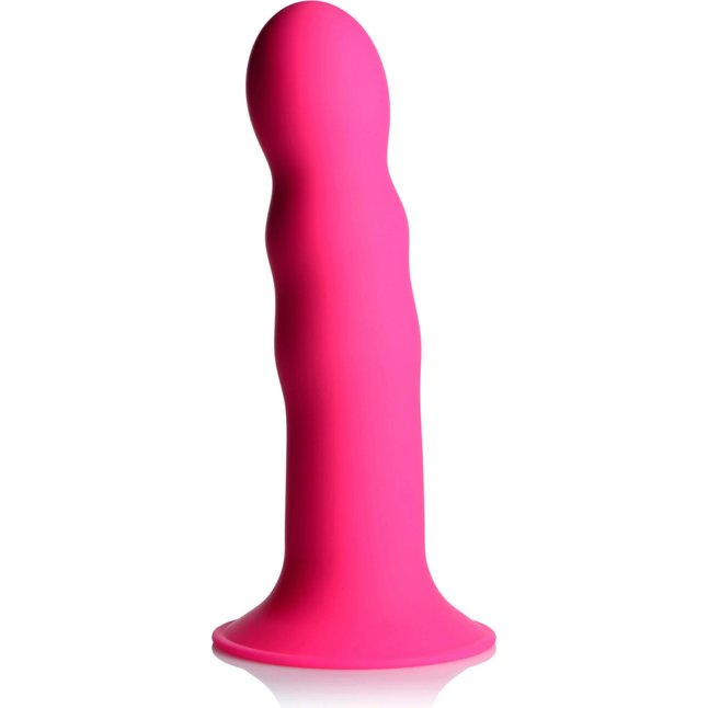 Розовый гибкий фаллоимитатор Squeeze-It Wavy Dildo - 18,3 см - Squeeze-it