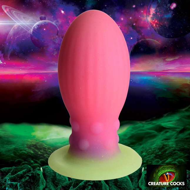 Розовая пробка-яйцо XL Xeno Egg - 17,6 см - Creature Cocks. Фотография 6.