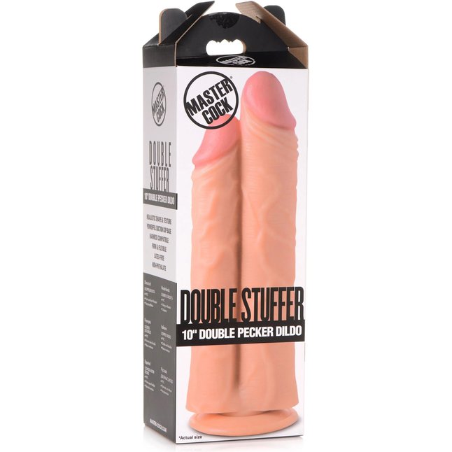 Телесный сдвоенный фаллоимитатор Double Stuffer 10 Double Pecker Dildo - 27 см - Master cock. Фотография 5.