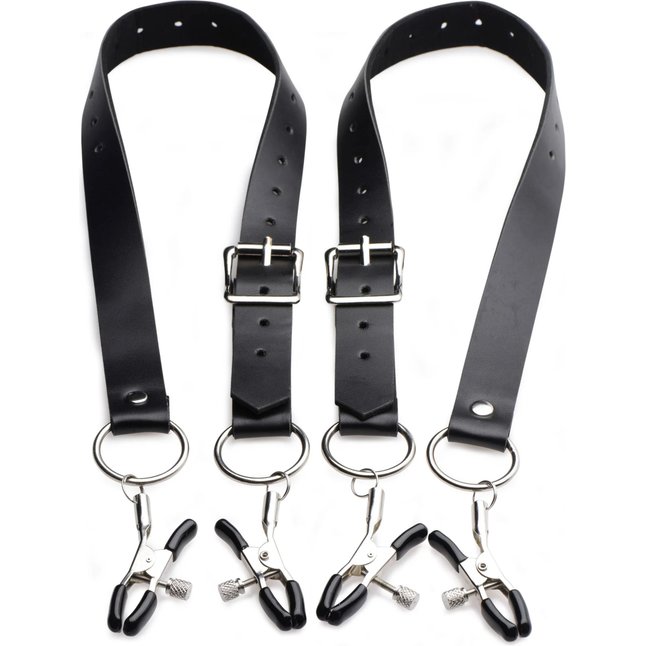 Ремни с зажимами для половых губ Spread Labia Spreader Straps with Clamps - Master Series