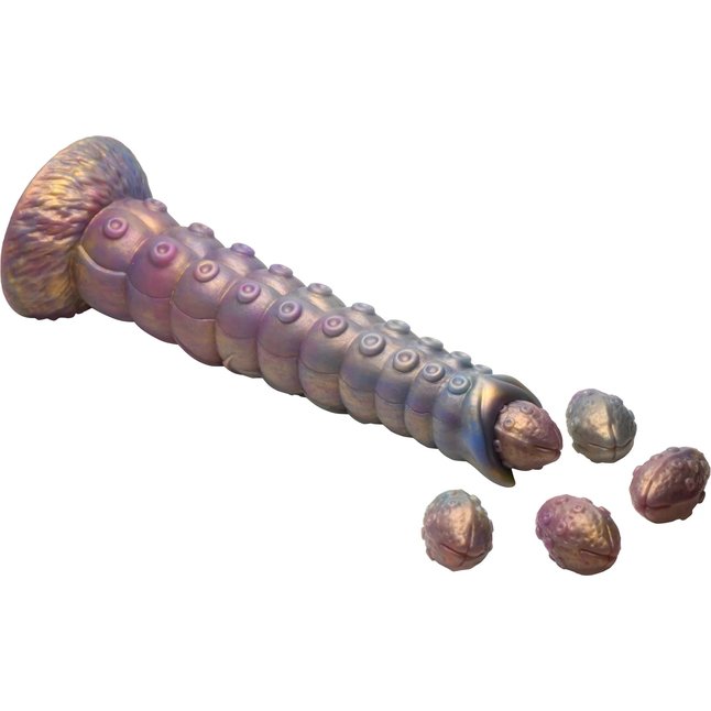 Фантазийный фаллоимитатор Deep Invader Tentacle Ovipositor Silicone Dildo with Eggs - 22,9 см - Creature Cocks