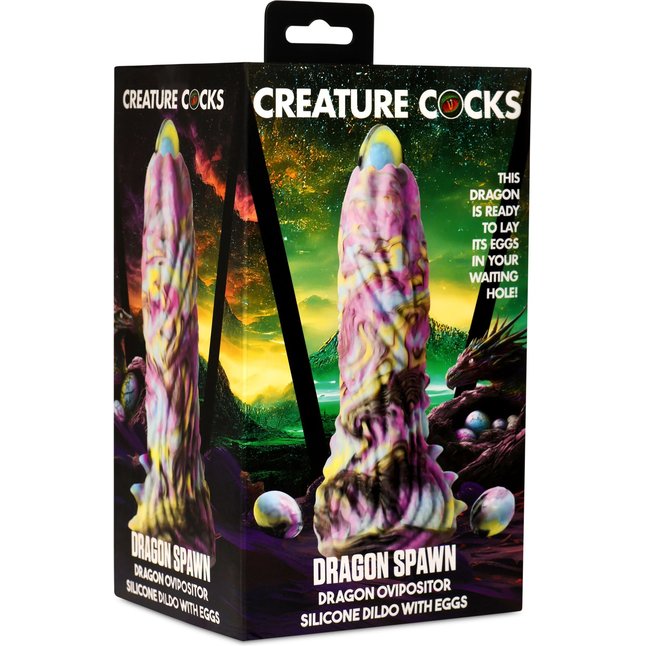 Фантазийный фаллоимитатор Dragon Spawn Dragon Ovipositor Silicone Dildo with Eggs - 18,5 см - Creature Cocks. Фотография 2.