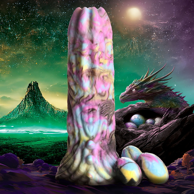 Фантазийный фаллоимитатор Dragon Spawn Dragon Ovipositor Silicone Dildo with Eggs - 18,5 см - Creature Cocks. Фотография 3.