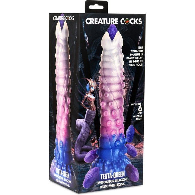 Фантазийный фаллоимитатор Tenta-Queen Ovipositor Silicone Dildo with Eggs - 29,2 см - Creature Cocks. Фотография 2.