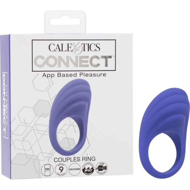 Фиолетовое эрекционное виброкольцо Couples Ring с управлением через приложение - CalExotics Connect. Фотография 2.