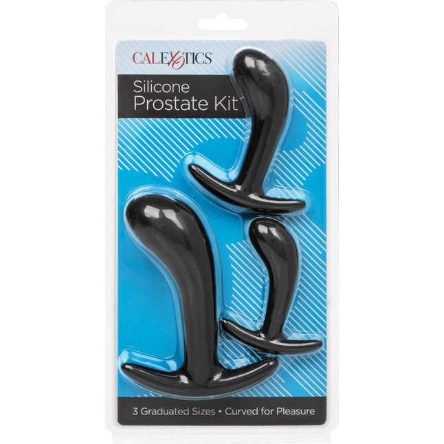 Набор из 3 черных стимуляторов простаты Silicone Prostate Kit - Anal Toys. Фотография 4.