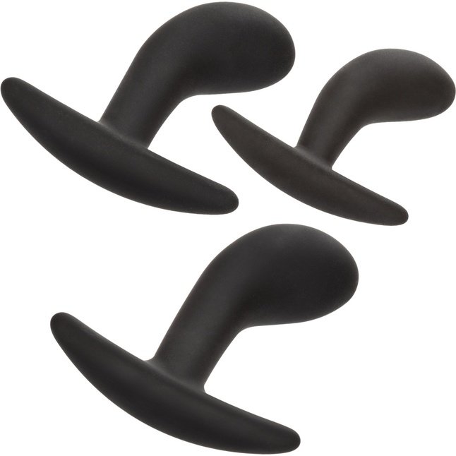Набор из 3 черных стимуляторов простаты Silicone Prostate Kit - Anal Toys. Фотография 6.