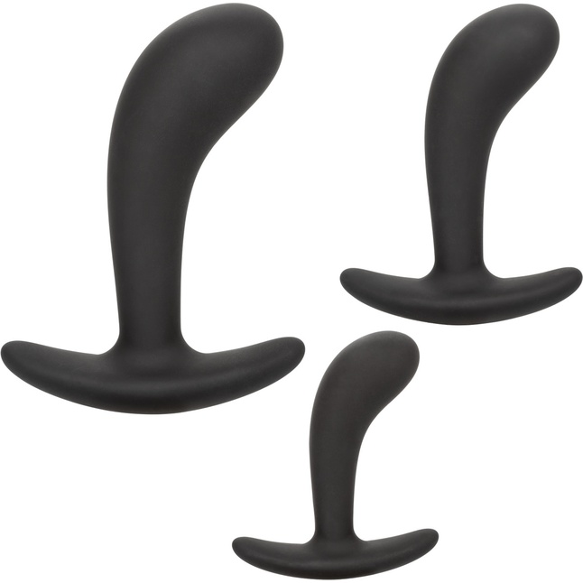 Набор из 3 черных стимуляторов простаты Silicone Prostate Kit - Anal Toys. Фотография 7.