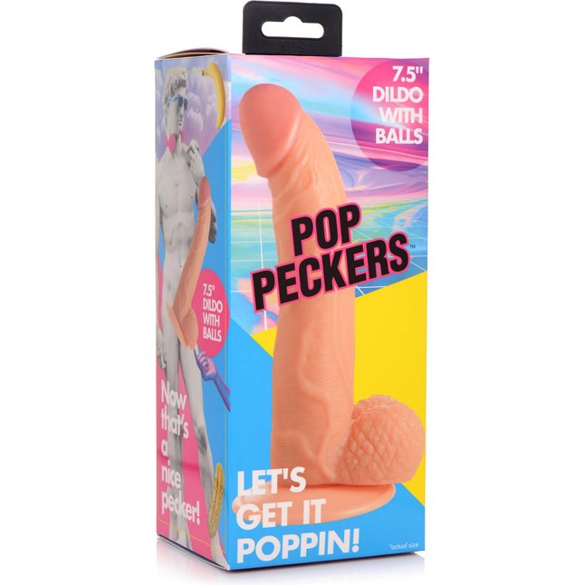 Телесный фаллоимитатор на присоске 7.5 Dildo with Balls - 21,5 см - Pop Peckers. Фотография 5.