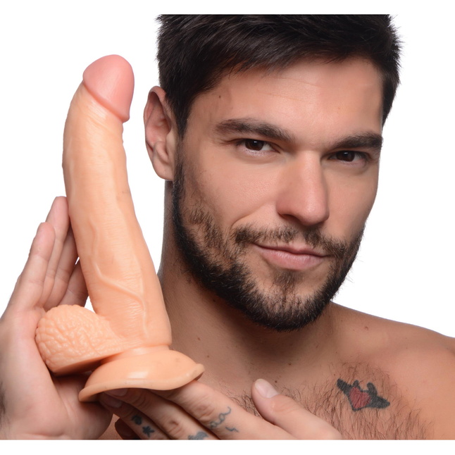 Телесный фаллоимитатор на присоске 7.5 Dildo with Balls - 21,5 см - Pop Peckers. Фотография 9.