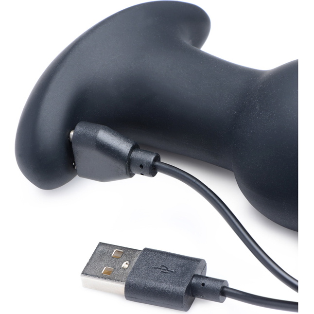 Черная анальная вибропробка с эффектом римминга Gyro M Curved Rimming Plug - 13,7 см - Rimmers. Фотография 5.