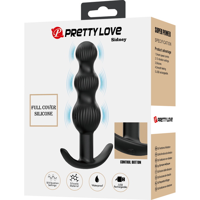 Черный анальный вибростимулятор Sidney - 10,9 см - Pretty Love. Фотография 10.