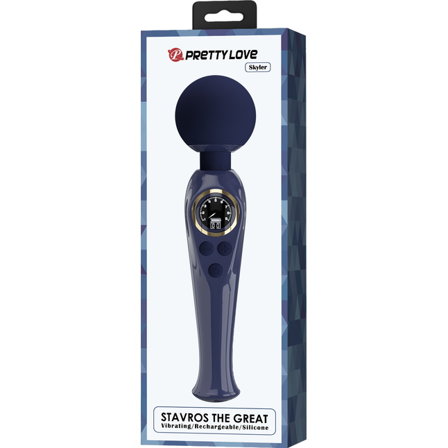 Темно-синий жезловый вибратор Skyler - 22,4 см - Pretty Love. Фотография 11.