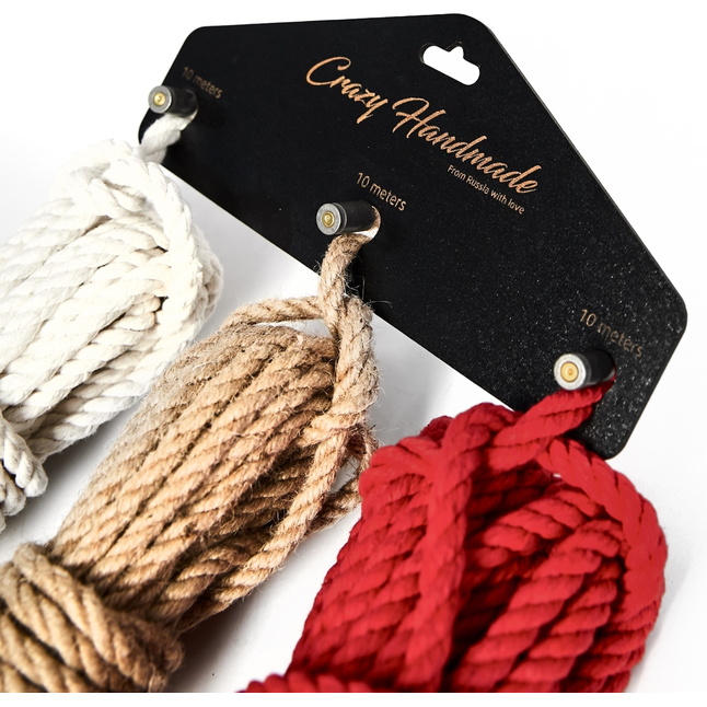 Набор из 3 разноцветных веревок для шибари. Фотография 4.