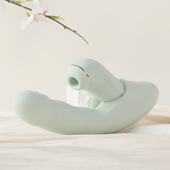 Мятный вибратор-кролик из 2 частей Fatima - 19 см. Фотография 12.