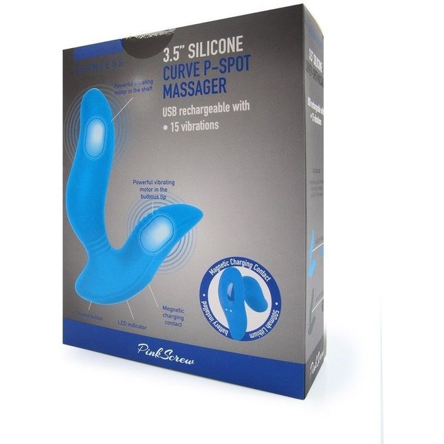 Синий вибромассажер простаты 3,5’’ Curve P-spot Massager - 12 см. Фотография 4.