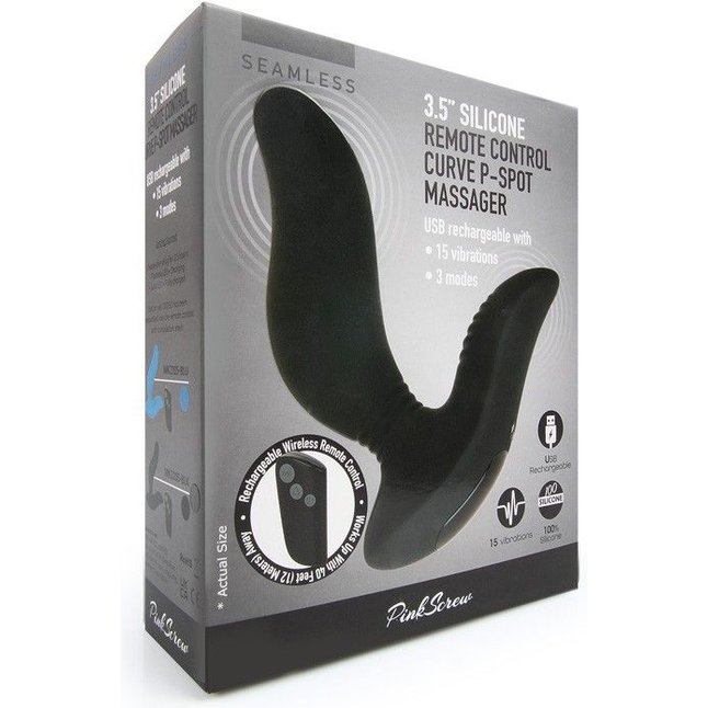 Черный вибромассажер простаты 3,5’’ Remote Control Curve P-spot Massager - 12 см. Фотография 4.