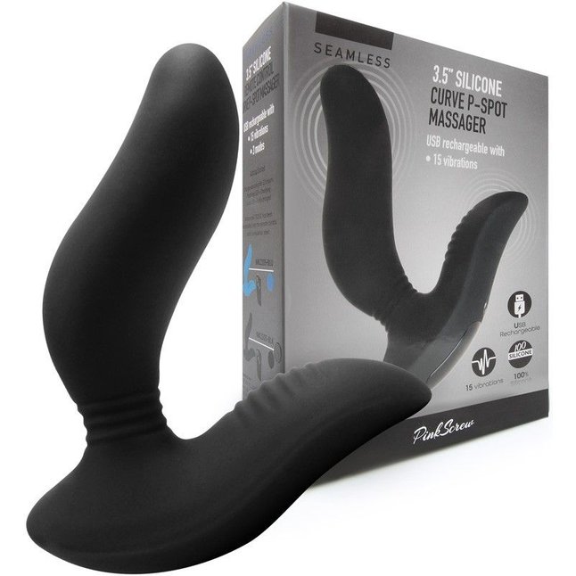 Черный вибромассажер простаты 3,5’’ Curve P-spot Massager - 12 см. Фотография 2.