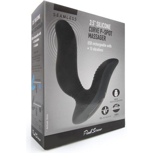 Черный вибромассажер простаты 3,5’’ Curve P-spot Massager - 12 см. Фотография 4.